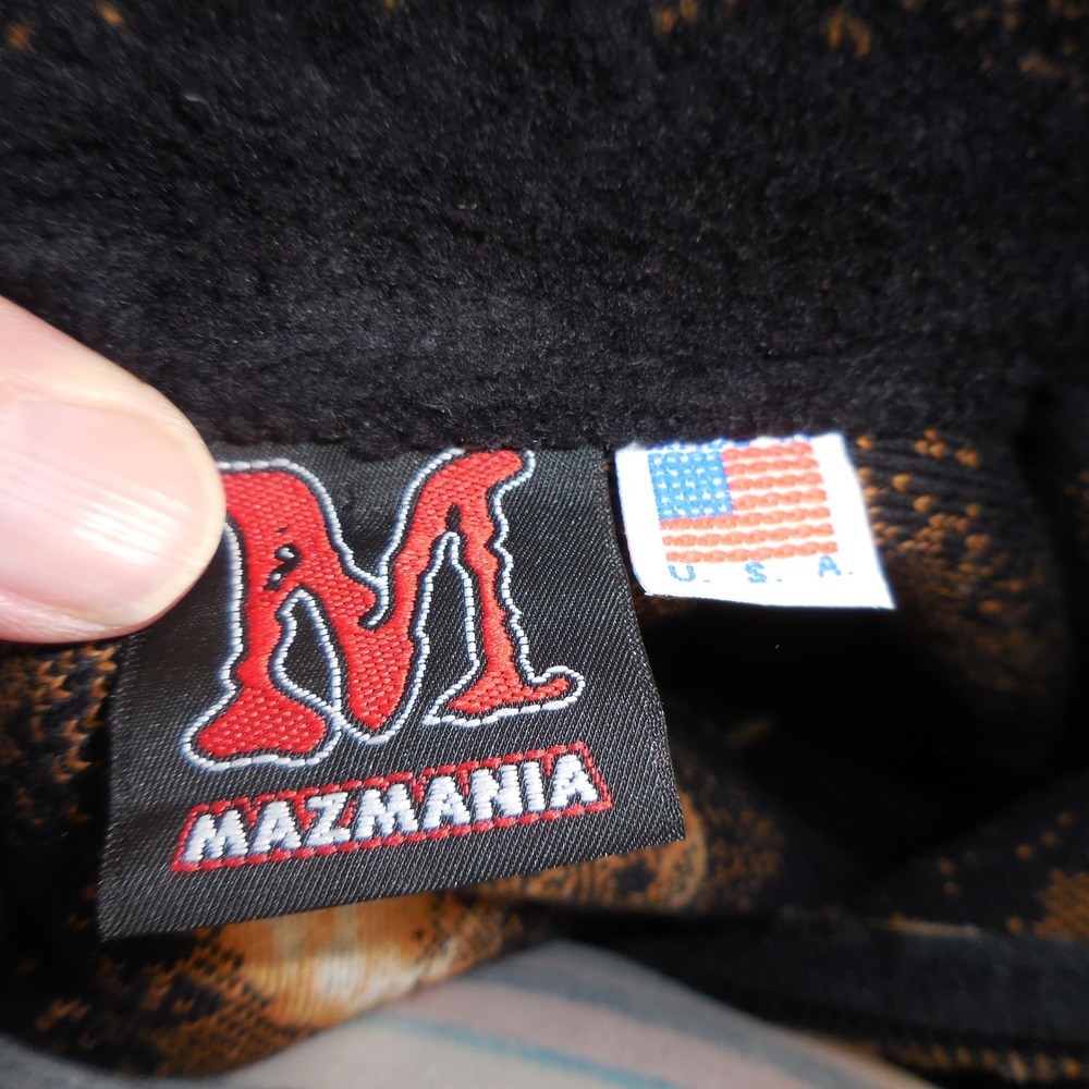 Mazmania Vintage Cat Full Moon Deep Fleece Jacket Zip Up Black USA Made L 10/12 - Picture 6 of 6
